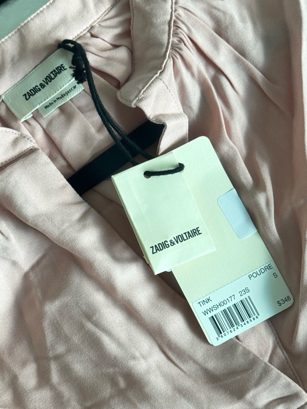 Zadig & Voltaire Blush Pink V-Neck Long Sleeve Blouse - Picture 3 of 8